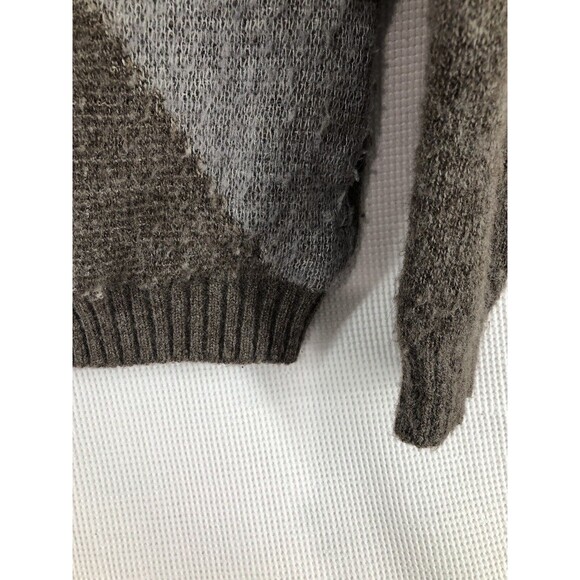 St Michael Vintage Wool Full Zip Knit Lined Cardigan Sweater Jacket Gray Brown - Picture 2 of 11